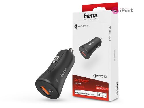 HAMA USB szivargyújtó töltő adapter - 19.5W - HAMA Car Charger Kit with USB-A   QC3.0 - fekete