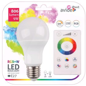   Avide Smart LED Globe A60 9W RGB+W 2700K IR Távirányítóval