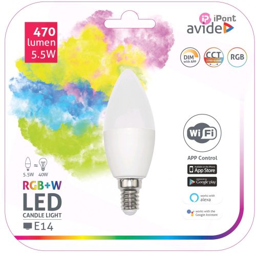 Avide Smart LED Candle 5.5W RGB+W WIFI APP Control