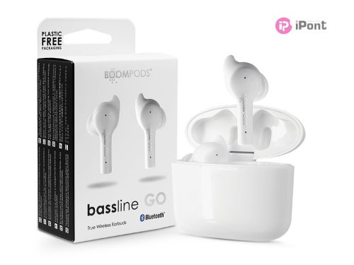 Boompods TWS Bluetooth sztereó headset v5.0 + töltőtok - Boompods Bassline Go TWS with Charging Case - fehér