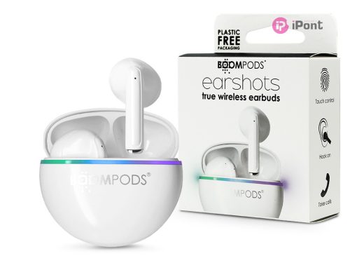 Boompods TWS Bluetooth sztereó headset v5.3 + töltőtok - Boompods EarShots TWS with Charging Case - fehér