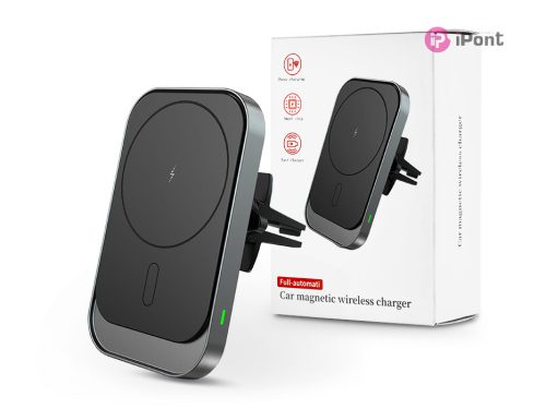 Qi vezeték nélküli, szellőzőrácsba illeszthető autós tartó/gyorstöltő MagSafe   vezeték nélküli funkcióval rendelkező Apple készülékekhez - fekete