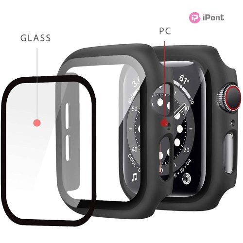 Haffner Defense 360 védőtok beépített edzett üveggel - Apple Watch 7/8 (41mm) - fekete - ECO