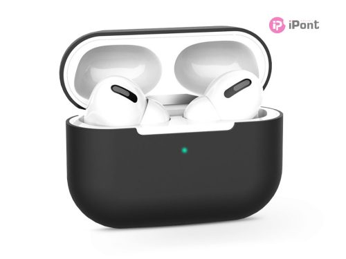 Szilikon védőtok Apple AirPods Pro 1/2 fülhallgatóhoz - fekete - ECO csomagolás