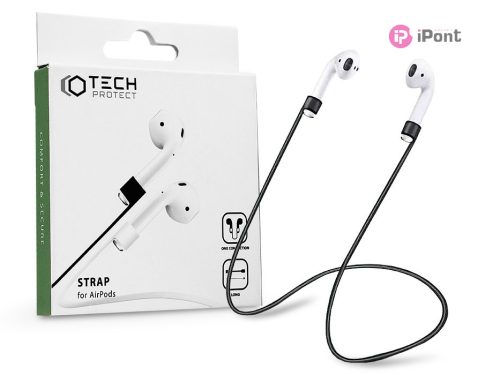 Tech-Protect szilikon nyakpánt Apple AirPods fülhallgatóhoz – Tech-Protect Strap for AirPods – fekete