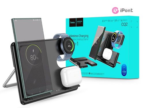 HOCO CQ2 3in1 Phone+Samsung Watch+Headset Qi vezeték nélküli töltő - fekete