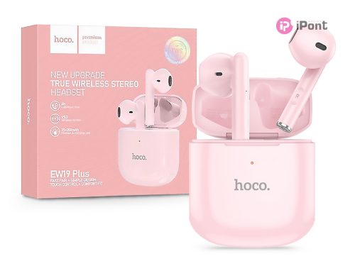 HOCO TWS Bluetooth sztereó headset v5.3 + töltőtok - HOCO EW19 Plus True        Wireless Earphones with Charging Case - rózsaszín