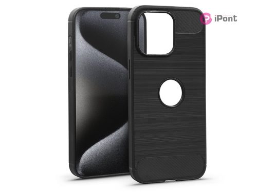 Haffner Carbon szilikon tok - Apple iPhone 15 Pro Max - fekete