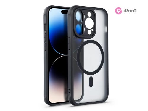 Apple iPhone 15 Pro szilikon hátlap - Matte Mag Cover - fekete/átlátszó