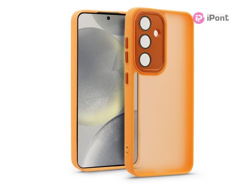 Haffner Variete tok kameravédő lencsevédő üveggel - Samsung SM-S921 Galaxy S24 - narancs