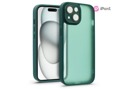 Apple iPhone 15 hátlap kameravédő peremmel, lencsevédő üveggel - Variete -      sötétzöld