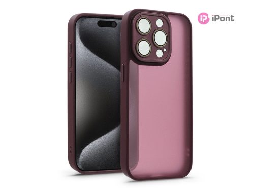 Apple iPhone 15 Pro hátlap kameravédő peremmel, lencsevédő üveggel - Variete -  bíbor