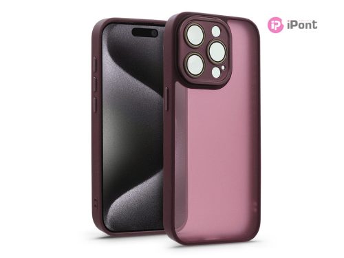 Apple iPhone 15 Pro Max hátlap kameravédő peremmel, lencsevédő üveggel - Variete- bíbor