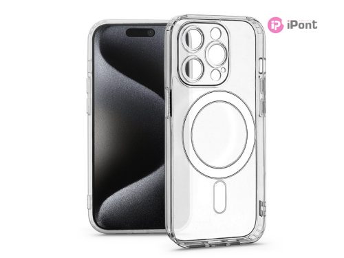 Haffner Frost Mag Cover kameravédős szilikon tok - Apple iPhone 15 Pro - átlátszó