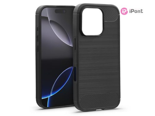 Haffner Carbon szilikon tok - Apple iPhone 16 Pro - fekete
