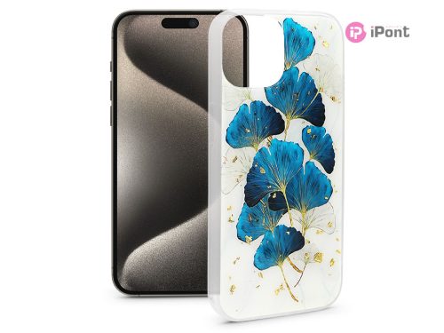 Haffner Gold Glam szilikon tok - Apple iPhone 15 Pro Max - leaves