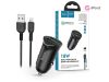 HOCO 2xUSB szivargyújtó töltő adapter + USB - Lightning kábel 1 m-es vezetékkel - HOCO Z39 Dual Port QC3.0 Quick Car Charger Set - 18W - fekete