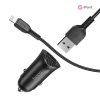 HOCO 2xUSB szivargyújtó töltő adapter + USB - Lightning kábel 1 m-es vezetékkel - HOCO Z39 Dual Port QC3.0 Quick Car Charger Set - 18W - fekete