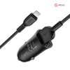 HOCO 2xUSB szivargyújtó töltő adapter + USB - Lightning kábel 1 m-es vezetékkel - HOCO Z39 Dual Port QC3.0 Quick Car Charger Set - 18W - fekete