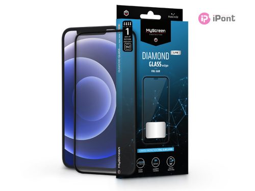 Apple iPhone 12/12 Pro edzett üveg képernyővédő fólia - MyScreen Protector      Diamond Glass Lite Edge2.5D Full Glue - fekete