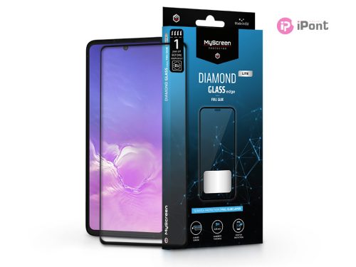 Samsung G770F Galaxy S10 Lite/A915F Galaxy A91 edzett üveg képernyővédő fólia - MyScreen Protector Diamond Glass Lite Edge2.5D Full Glue - fekete