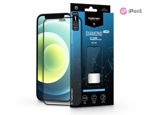 Apple iPhone 12 Mini edzett üveg képernyővédő fólia - MyScreen Protector DiamondGlass Lite Edge2.5D Full Glue - fekete