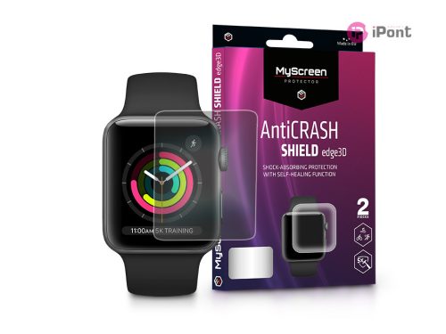 Apple Watch Series 3 (42 mm) ütésálló képernyővédő fólia - MyScreen Protector AntiCrash Shield Edge3D - 2 db/csomag - transparent
