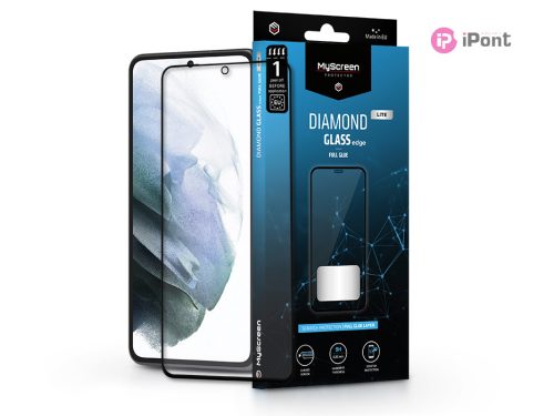 Samsung G990F Galaxy S21 edzett üveg képernyővédő fólia - MyScreen Protector    Diamond Glass Lite Edge2.5D Full Glue - fekete