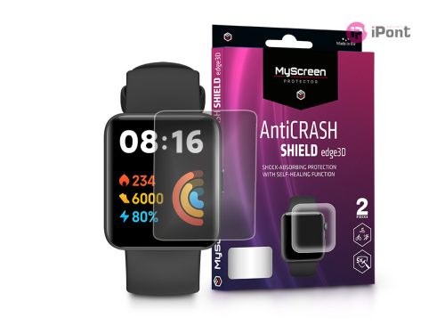 Xiaomi Redmi Watch 2 Lite ütésálló képernyővédő fólia - MyScreen Protector      AntiCrash Shield Edge3D - 2 db/csomag - átlátszó