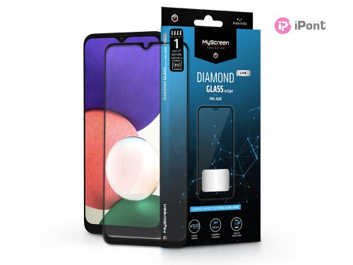 Samsung A226B Galaxy A22 5G edzett üveg képernyővédő fólia - MyScreen Protector Diamond Glass Lite Edge2.5D Full Glue - black