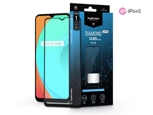 Realme C11/C12/C21 edzett üveg képernyővédő fólia - MyScreen Protector Diamond  Glass Lite Edge2.5D Full Glue - fekete