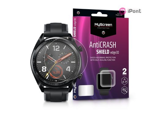 Huawei Watch GT (46 mm) ütésálló képernyővédő fólia - MyScreen Protector        AntiCrash Shield Edge3D - 2 db/csomag - átlátszó