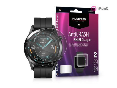 Huawei Watch GT 2 (46 mm) ütésálló képernyővédő fólia - MyScreen Protector      AntiCrash Shield Edge3D - 2 db/csomag - transparent