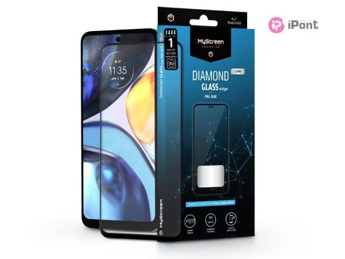 Motorola Moto G22 edzett üveg képernyővédő fólia - MyScreen Protector Diamond   Glass Lite Edge2.5D Full Glue - fekete