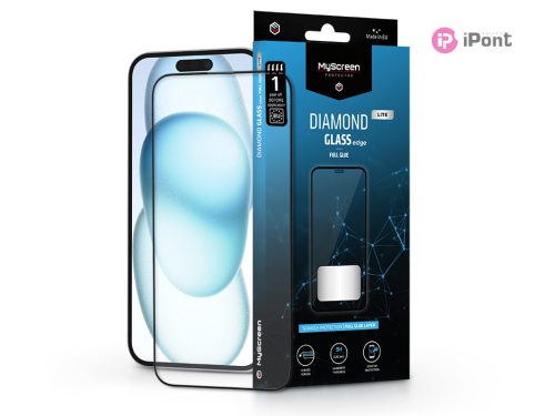 Apple iPhone 15 Plus/15 Pro Max edzett üveg képernyővédő fólia - MyScreen       Protector Diamond Glass Lite Edge2.5D Full Glue - fekete