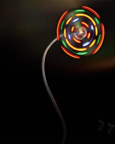 LED Sound USB ventilátor színes LED világítással