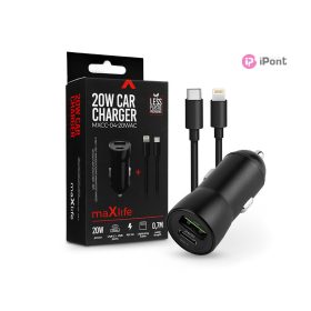   Maxlife MXCC-04 20W PD+QC autós gyorstöltő adapter USB/Type-C Type-C/lightning kábel - fekete