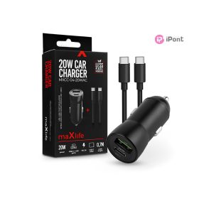   Maxlife MXCC-04 20W PD+QC autós gyorstöltő adapter USB/Type-C Type-C/Type-C kábel - fekete