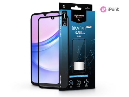 Samsung A155 Galaxy A15 4G edzett üveg képernyővédő fólia - MyScreen Protector  Diamond Glass Lite Edge2.5D Full Glue - fekete