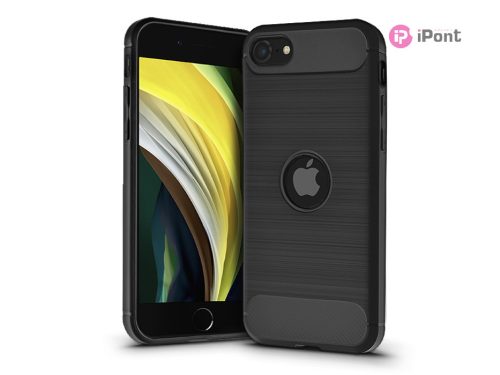 Apple iPhone SE 2020/SE 2022 szilikon hátlap - Carbon Logo - fekete