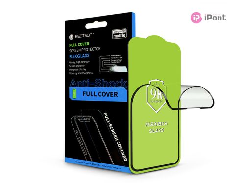 Apple iPhone 14 Pro Max rugalmas üveg képernyővédő fólia - Bestsuit Flexglass 3DFull Cover - fekete