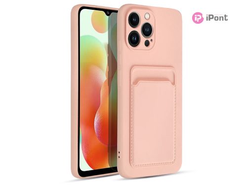 Xiaomi Redmi Note 12 5G/Poco X5 5G szilikon hátlap kártyatartóval - Card Case - rózsaszín