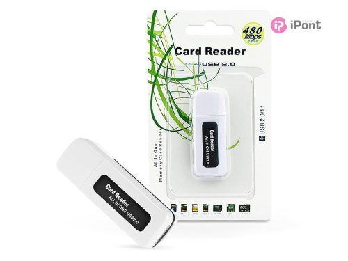 USB memóriakártya-olvasó - Micro SD(adapter) / SDHC/SD / MMC / RS-MMC /         Mini-SD(adapter) / TF(adapter) / XD / MS / MS / MS DUO / MS PRO DUO 2.0 -       fekete/fehér
