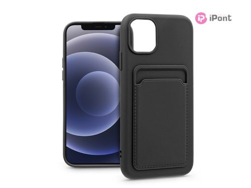 Haffner Card Case kártyatartós szilikon tok - Apple iPhone 12/12 Pro - fekete