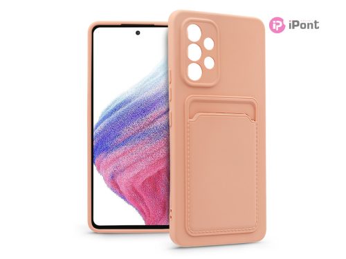 Samsung A536U Galaxy A53 5G szilikon hátlap kártyatartóval - Card Case -        rózsaszín