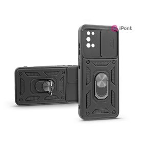   Haffner Slide Armor kameravédős ütésálló tok gyűrűvel - Samsung A025 Galaxy A02s/A03s - fekete