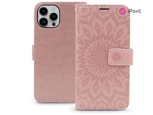 Mezzo Book Flip bőrtok - Apple iPhone 15 Pro - mandala rose gold