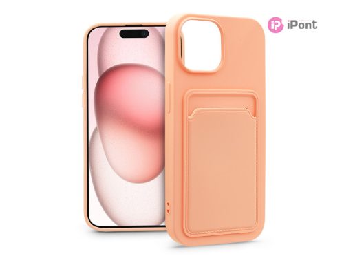 Apple iPhone 15 Plus szilikon hátlap kártyatartóval - Card Case - rózsaszín