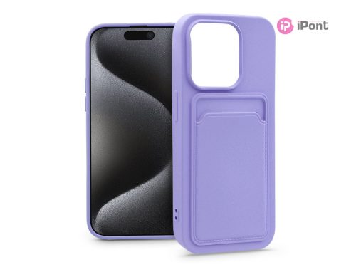 Apple iPhone 15 Pro szilikon hátlap kártyatartóval - Card Case - lila