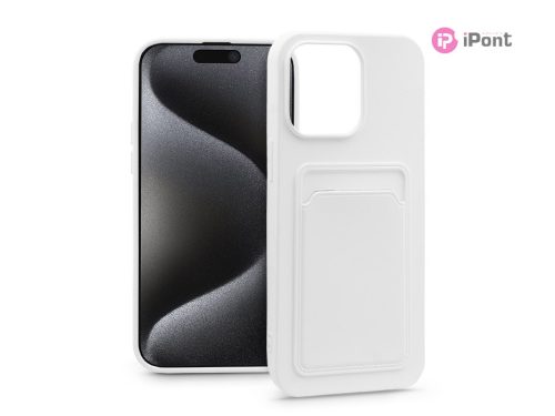 Apple iPhone 15 Pro Max szilikon hátlap kártyatartóval - Card Case - fehér